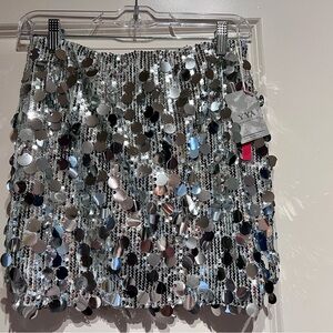 Silver Sequin Mini Skirt NWT
